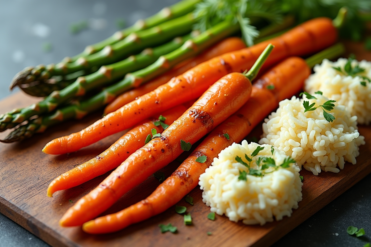 Assortiment coloré de légumes végétariens sur planche