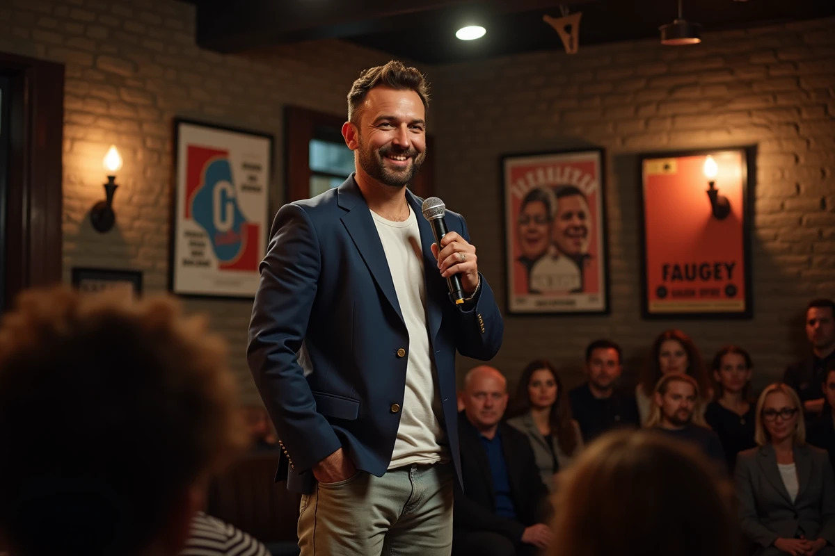 Humoriste fran&ccedil;ais en spectacle dans un club parisien