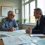 Propriétaire inquiet discutant permis zoning avec un officiel