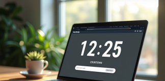 Espace de travail moderne avec ordinateur et minuteur digital