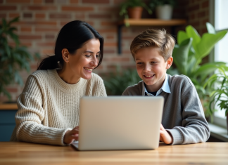 Membres de votre famille : pourquoi ne pas travailler ensemble ? Femme et adolescent travaillant ensemble à la cuisine
