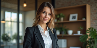 Femme d affaires professionnelle tenant des documents dans un bureau moderne