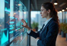 Tendances Marketing Digital 2025 : Quoi de Neuf dans ce Domaine ? Femme professionnelle examine des visualisations de données modernes