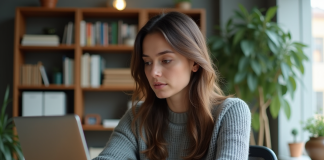 Productivité en travail à distance : impact sur les performances des salariés ! Jeune femme professionnelle travaillant à son bureau à domicile