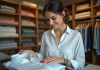 Meilleure qualité vêtements : comment choisir la meilleure option ? Femme examine un shirt coton dans une boutique élégante