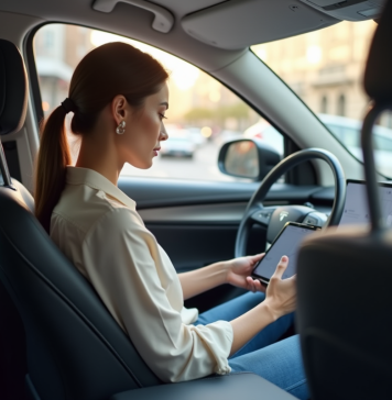 Véhicule autonome : fonctionnement et impact des technologies avancées Femme relaxe dans une voiture autonome moderne