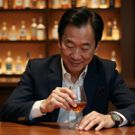 Découverte des saveurs uniques des meilleurs whiskies japonais Homme japonais dégustant un whisky dans un bar élégant