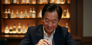 Découverte des saveurs uniques des meilleurs whiskies japonais Homme japonais dégustant un whisky dans un bar élégant