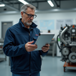 Ingénieur homme en laboratoire avec pile a hydrogene