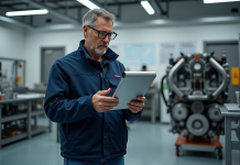 Ingénieur homme en laboratoire avec pile a hydrogene