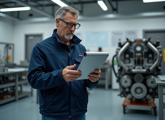 Ingénieur homme en laboratoire avec pile a hydrogene