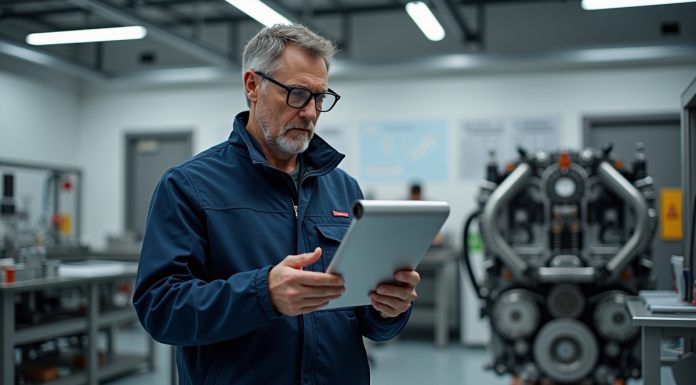 Ingénieur homme en laboratoire avec pile a hydrogene