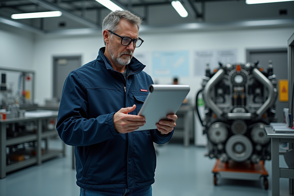 Ingénieur homme en laboratoire avec pile a hydrogene
