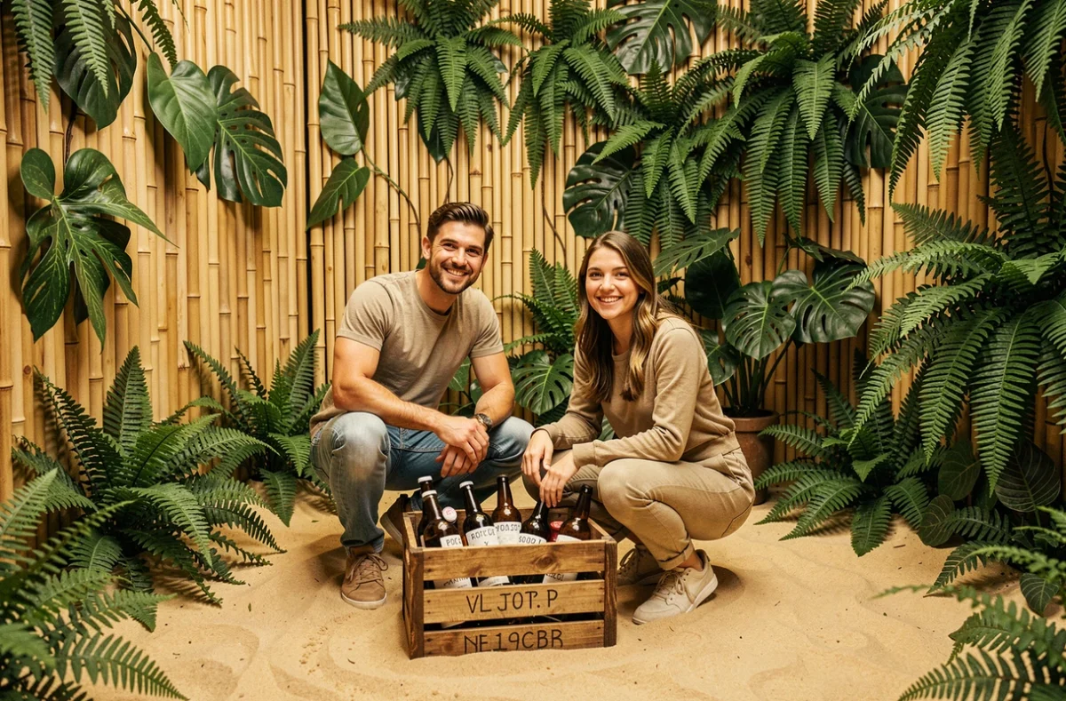 Joueurs dans une salle d'escape game à thème tropical à INSIDE Escape Game de La Palmyre