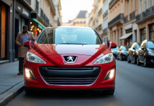 Peugeot 308 2015 sur une rue parisienne en journée