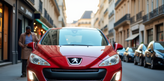 Peugeot 308 2015 sur une rue parisienne en journée