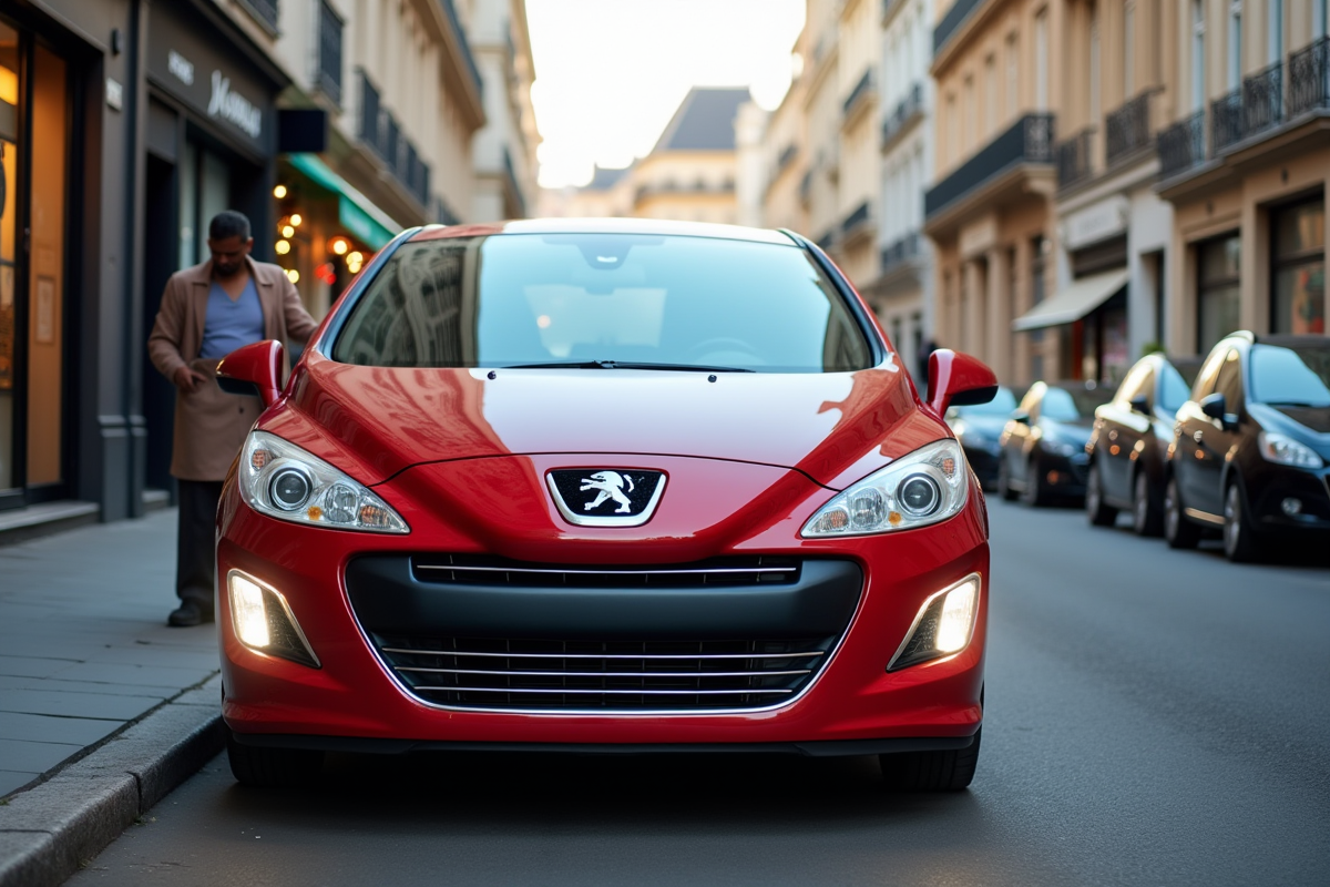 Peugeot 308 2015 sur une rue parisienne en journée