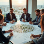 Groupe de personnes autour d'une table en réunion d'urbanisme