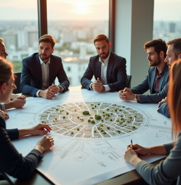 PLU communal : avantages, enjeux et impacts sur la commune Groupe de personnes autour d'une table en réunion d'urbanisme