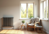 Chaleur douce et économie : un duo gagnant pour votre intérieur Salon moderne avec radiateur et lumière naturelle