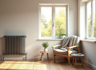 Chaleur douce et économie : un duo gagnant pour votre intérieur Salon moderne avec radiateur et lumière naturelle
