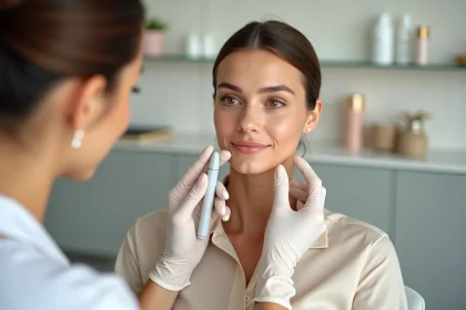 Femme recevant un microneedling en clinique moderne