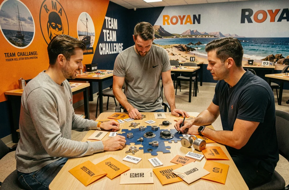 Équipe de joueurs en pleine résolution d'énigmes chez Team Exit Royan, escape game collaboratif