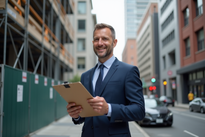 Urbaniste en ville avec permis de construire