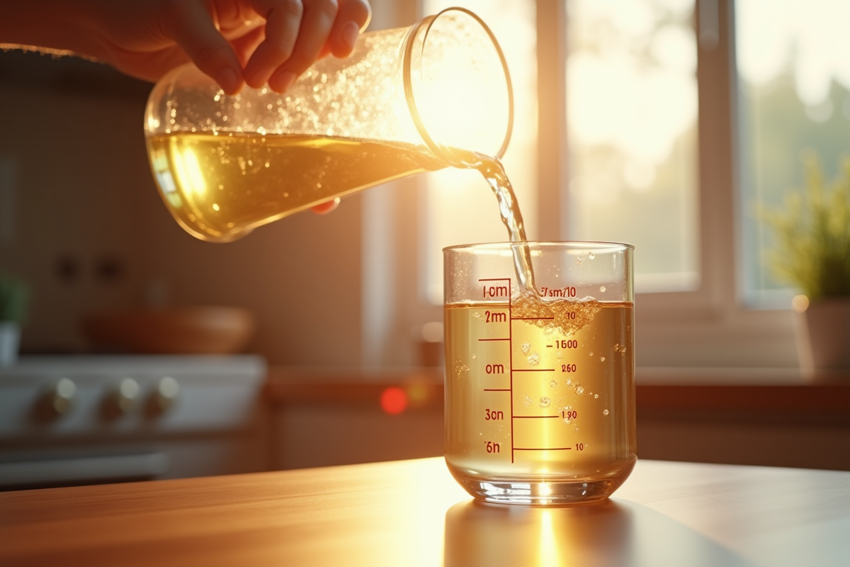 Verser liquide dans un verre mesureur avec lumière naturelle